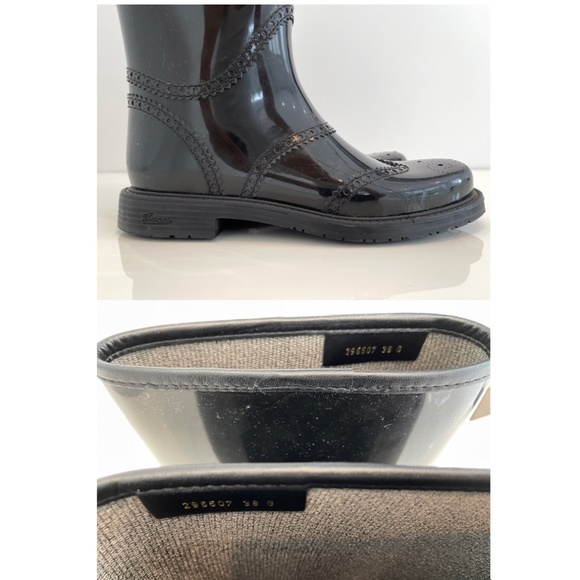 GUCCI BLACK BOOTS NERO OLD LAI RUBBER BOOTS SIZE IT 38 / US 8 - Picture 14 of 16